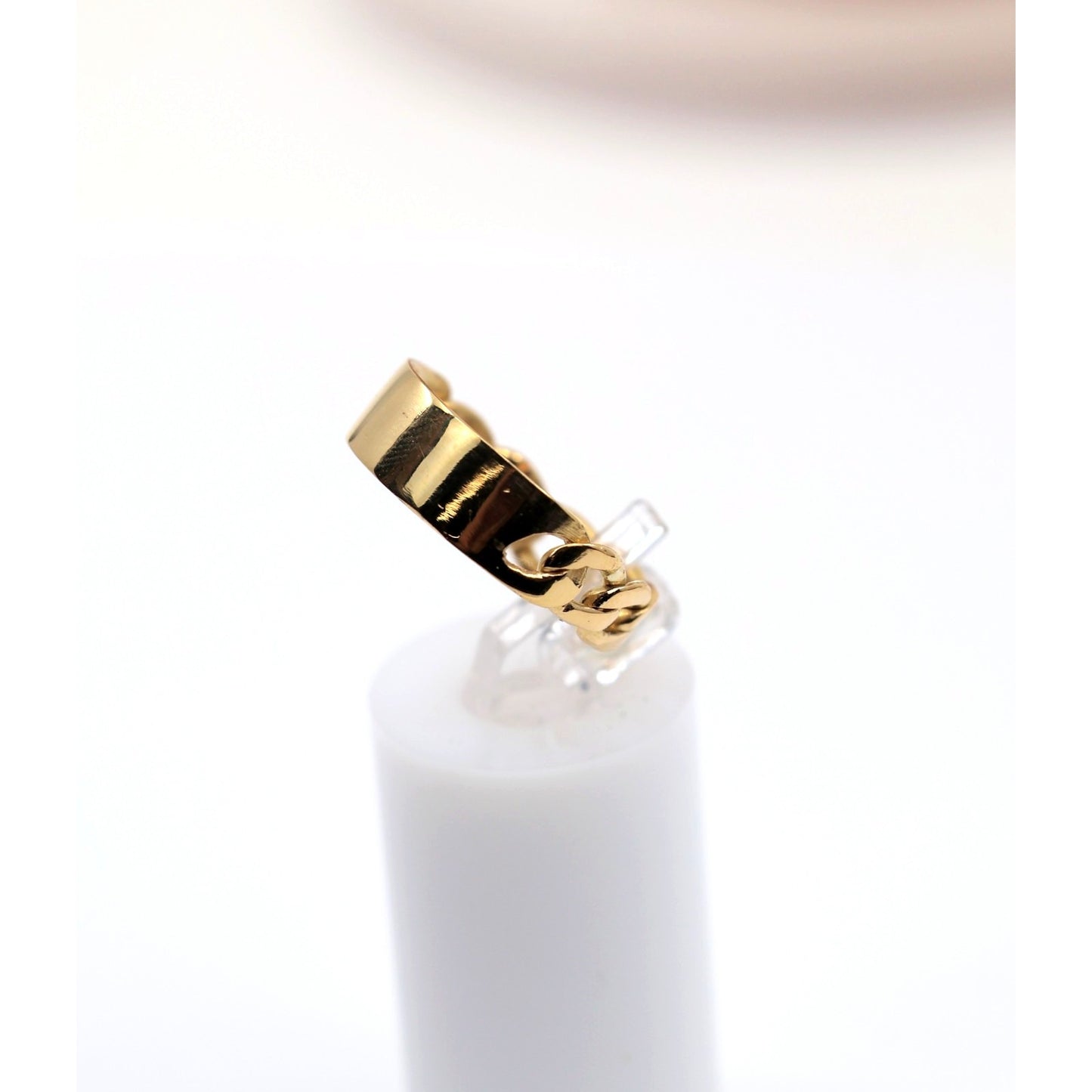 22K Yellow Gold Link ID Cuban Link Ring