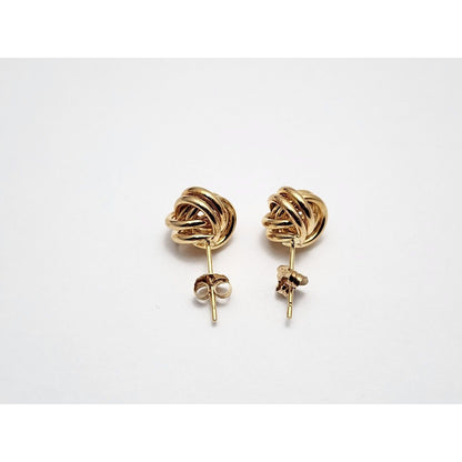 10K Yellow Gold Love Knot Round Stud Earrings