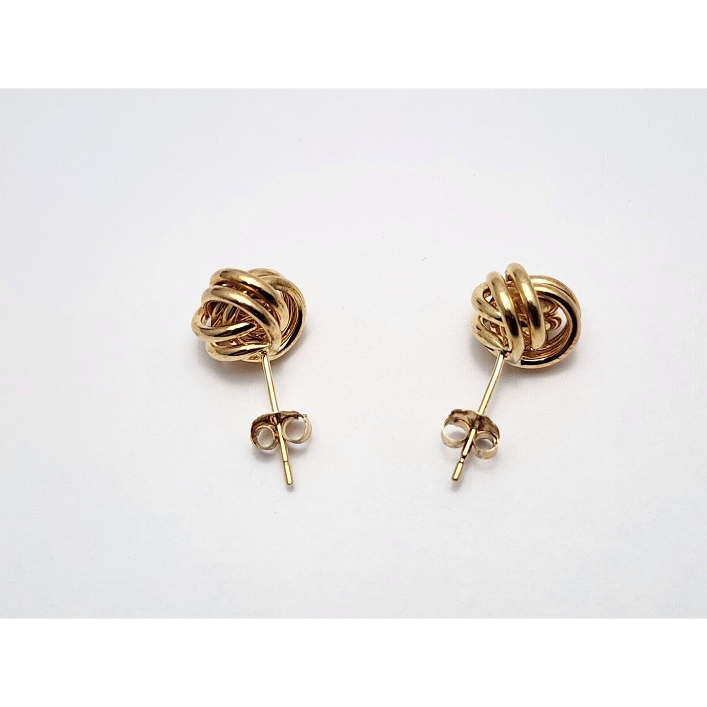 10K Yellow Gold Love Knot Round Stud Earrings