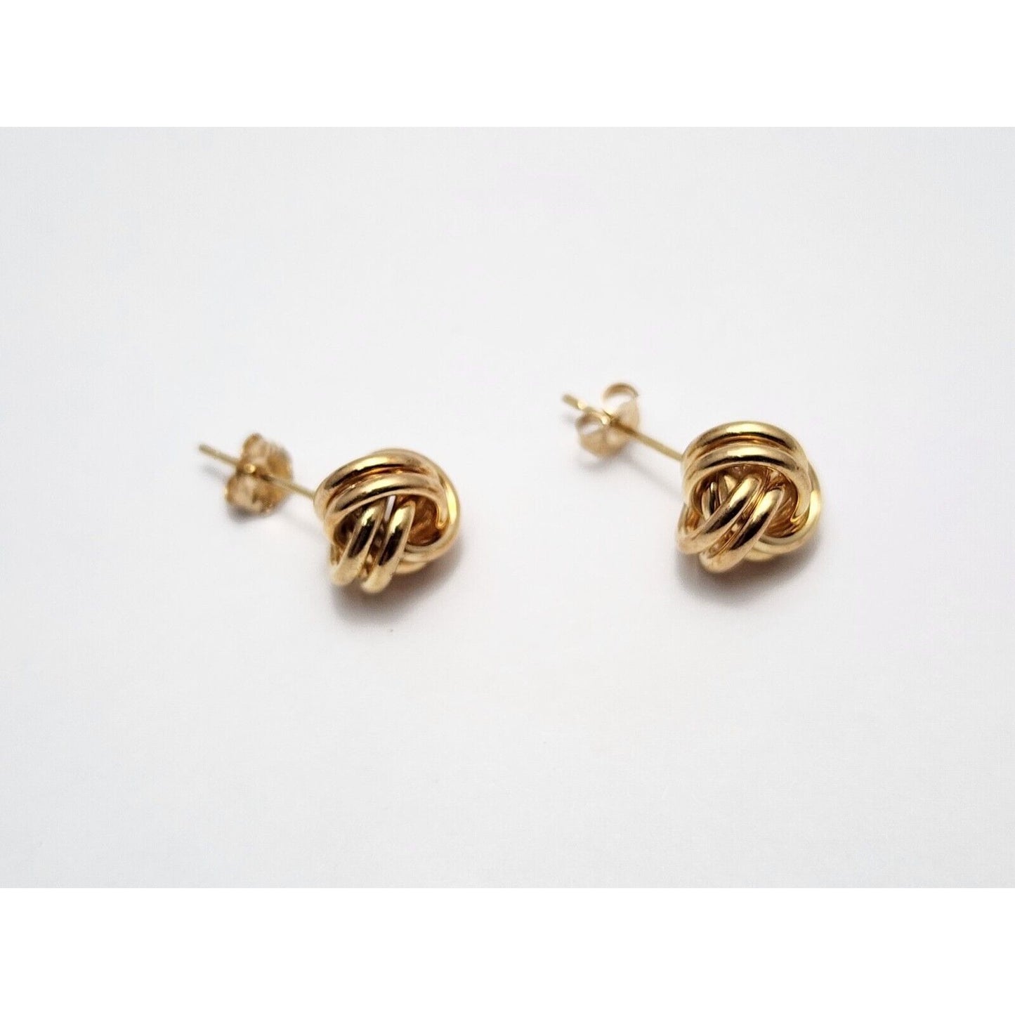 10K Yellow Gold Love Knot Round Stud Earrings