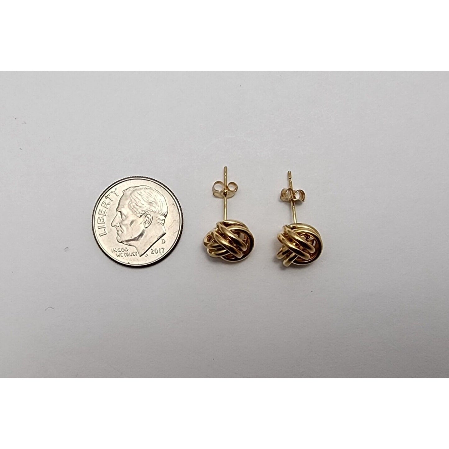 10K Yellow Gold Love Knot Round Stud Earrings