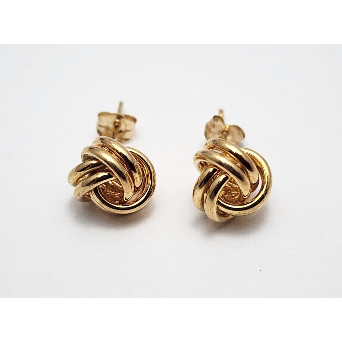 10K Yellow Gold Love Knot Round Stud Earrings