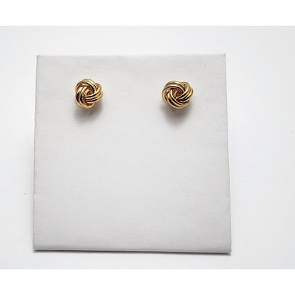 10K Yellow Gold Love Knot Round Stud Earrings