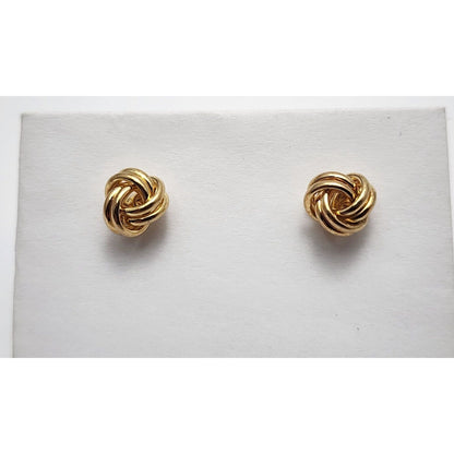 10K Yellow Gold Love Knot Round Stud Earrings