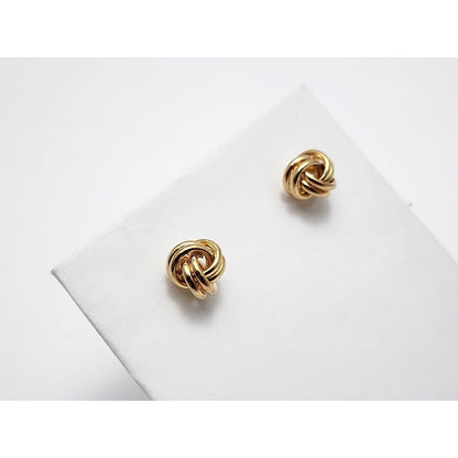 10K Yellow Gold Love Knot Round Stud Earrings