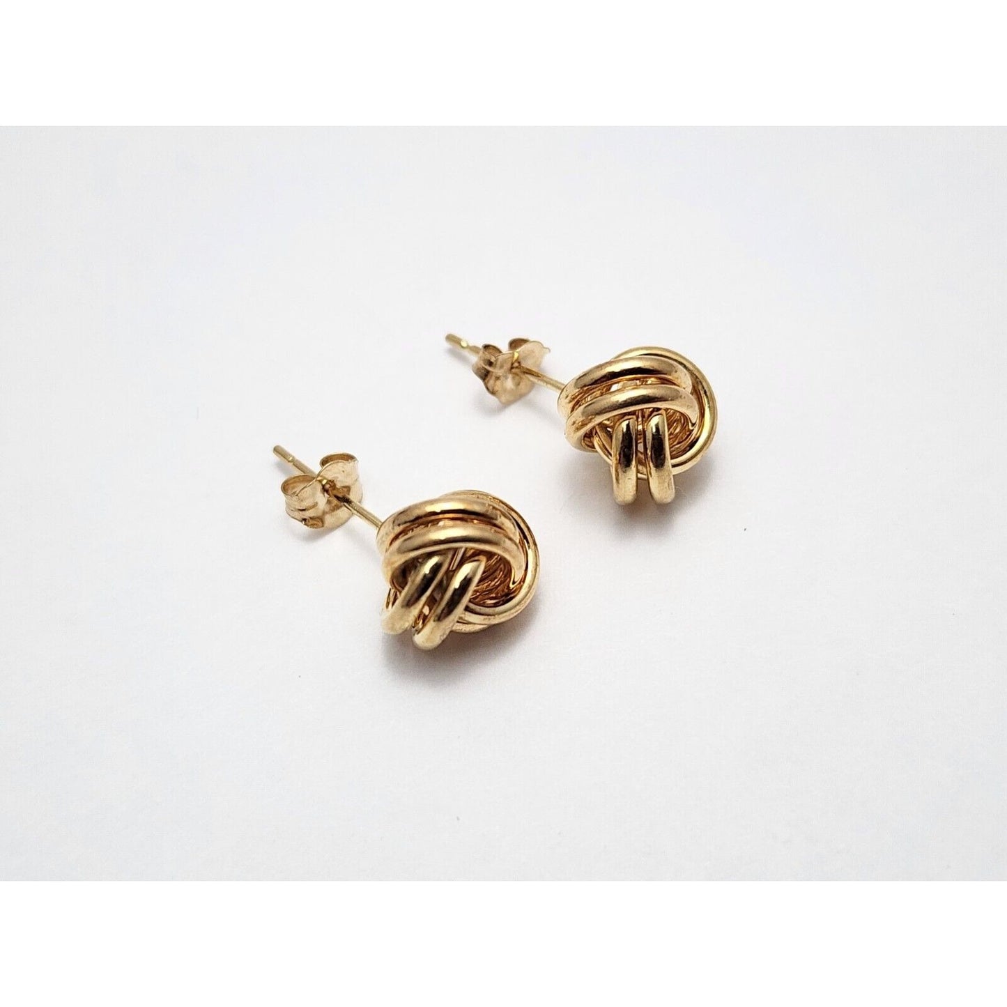 10K Yellow Gold Love Knot Round Stud Earrings