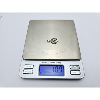 10K White Gold Initial Letter " A " Round Charm Pendant