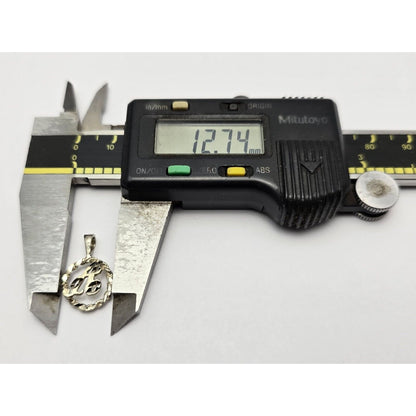 10K White Gold Initial Letter " A " Round Charm Pendant