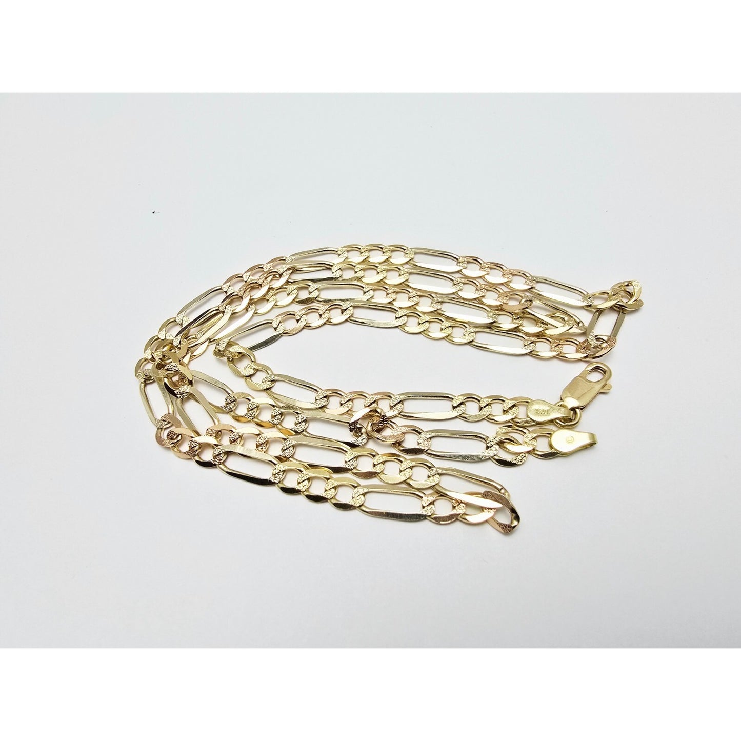 14K Yellow Gold Diamond Cut Figaro Link Chain Necklace