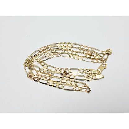 14K Yellow Gold Diamond Cut Figaro Link Chain Necklace