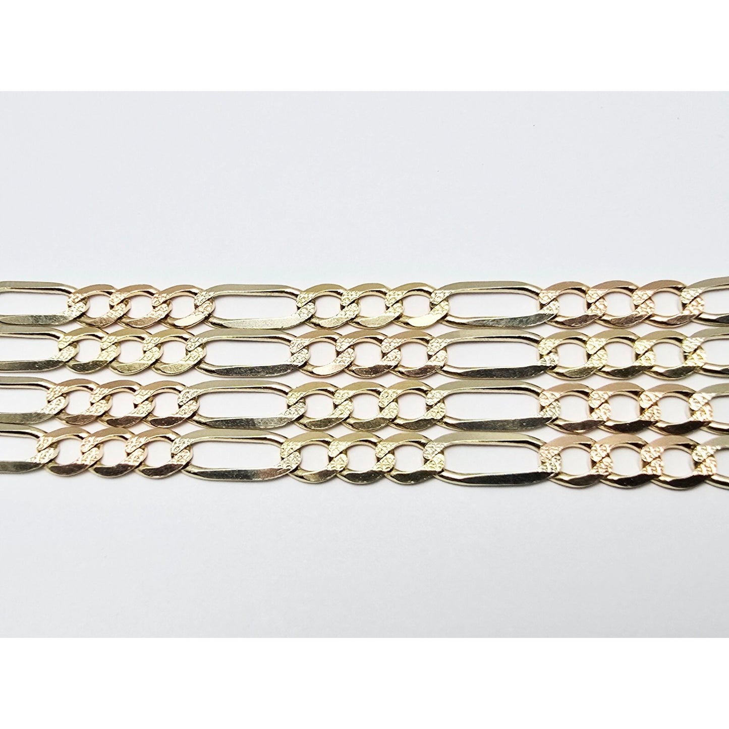 14K Yellow Gold Diamond Cut Figaro Link Chain Necklace