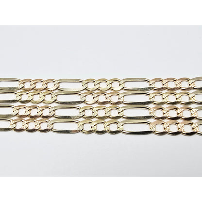 14K Yellow Gold Diamond Cut Figaro Link Chain Necklace