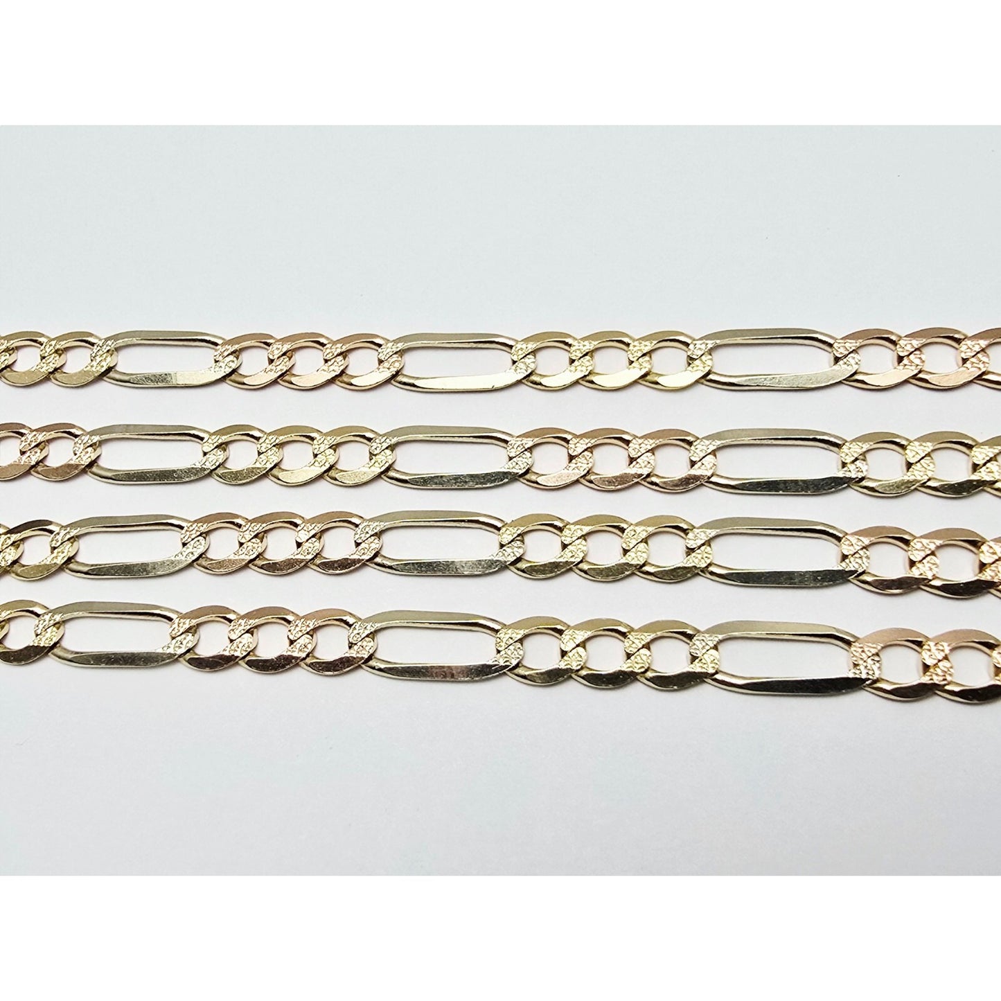 14K Yellow Gold Diamond Cut Figaro Link Chain Necklace