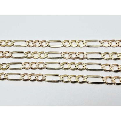 14K Yellow Gold Diamond Cut Figaro Link Chain Necklace