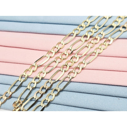14K Yellow Gold Diamond Cut Figaro Link Chain Necklace