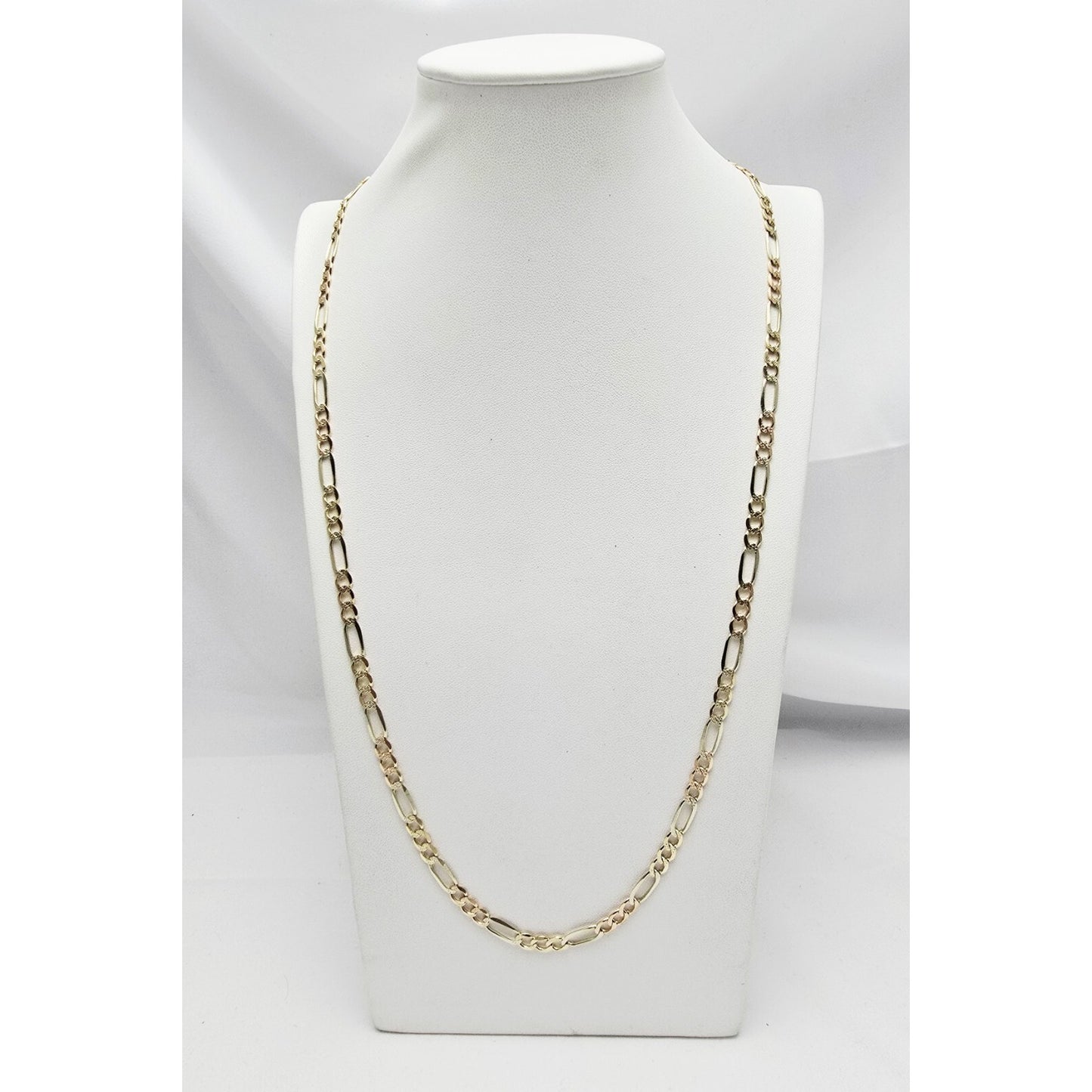 14K Yellow Gold Diamond Cut Figaro Link Chain Necklace