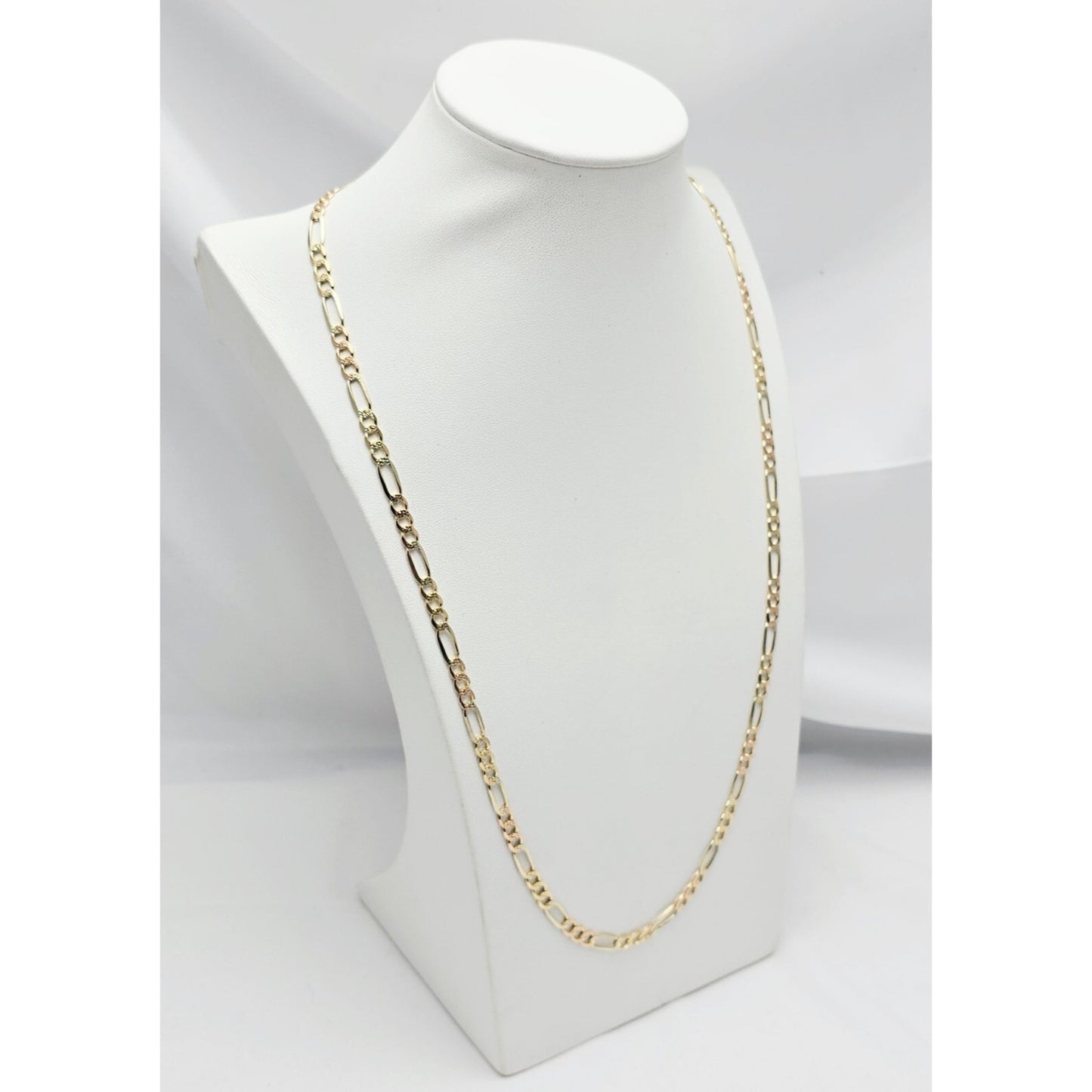 14K Yellow Gold Diamond Cut Figaro Link Chain Necklace