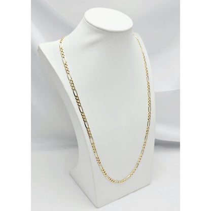 14K Yellow Gold Diamond Cut Figaro Link Chain Necklace