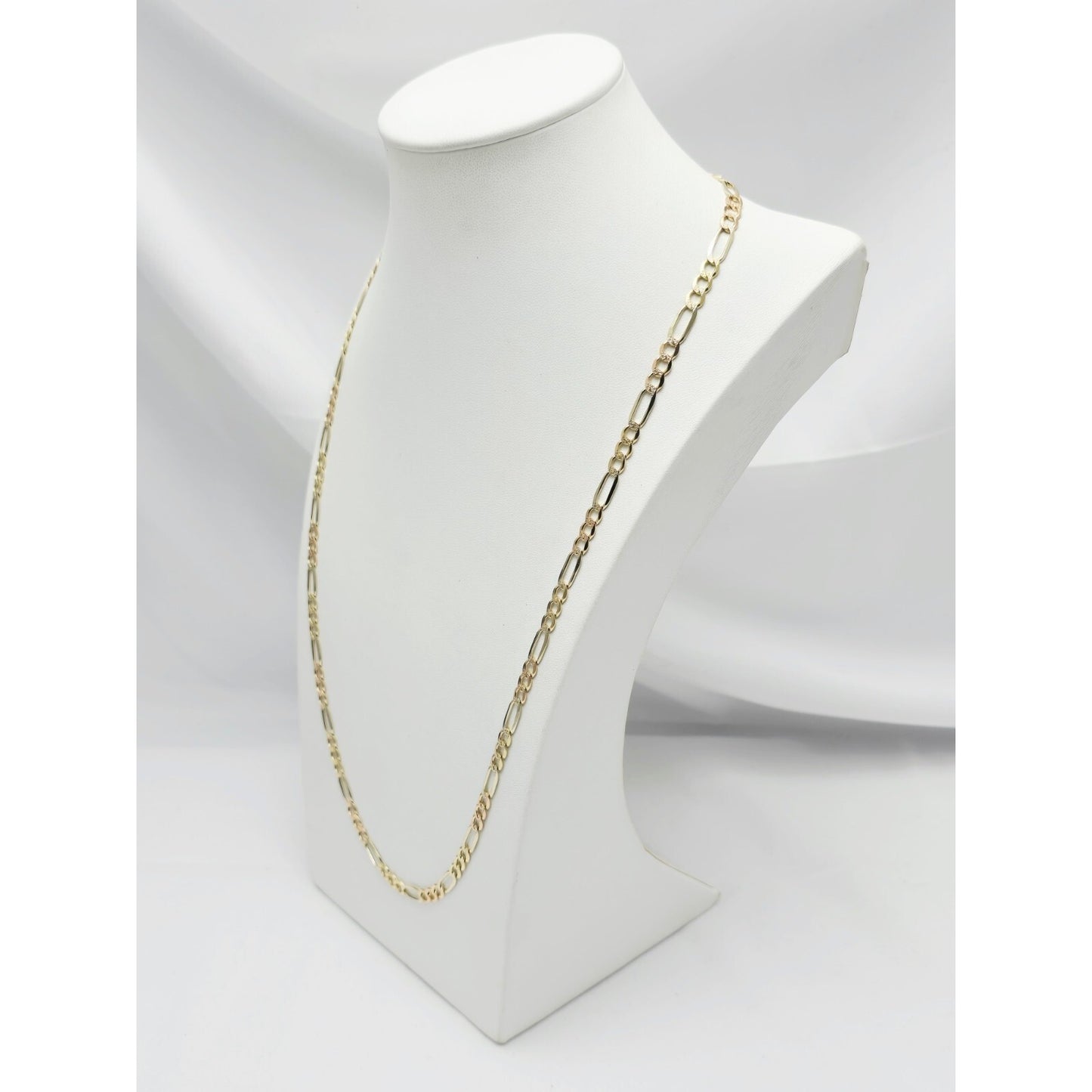 14K Yellow Gold Diamond Cut Figaro Link Chain Necklace