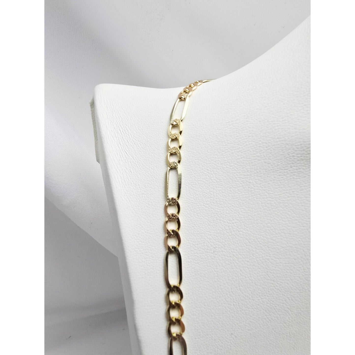 14K Yellow Gold Diamond Cut Figaro Link Chain Necklace