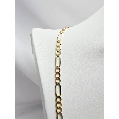 14K Yellow Gold Diamond Cut Figaro Link Chain Necklace