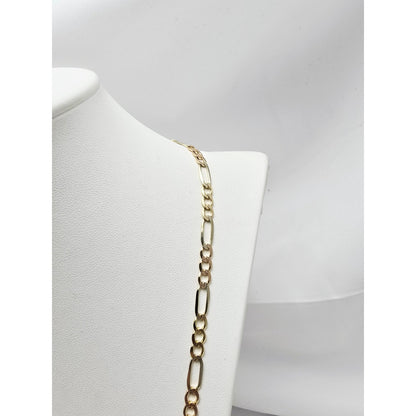 14K Yellow Gold Diamond Cut Figaro Link Chain Necklace