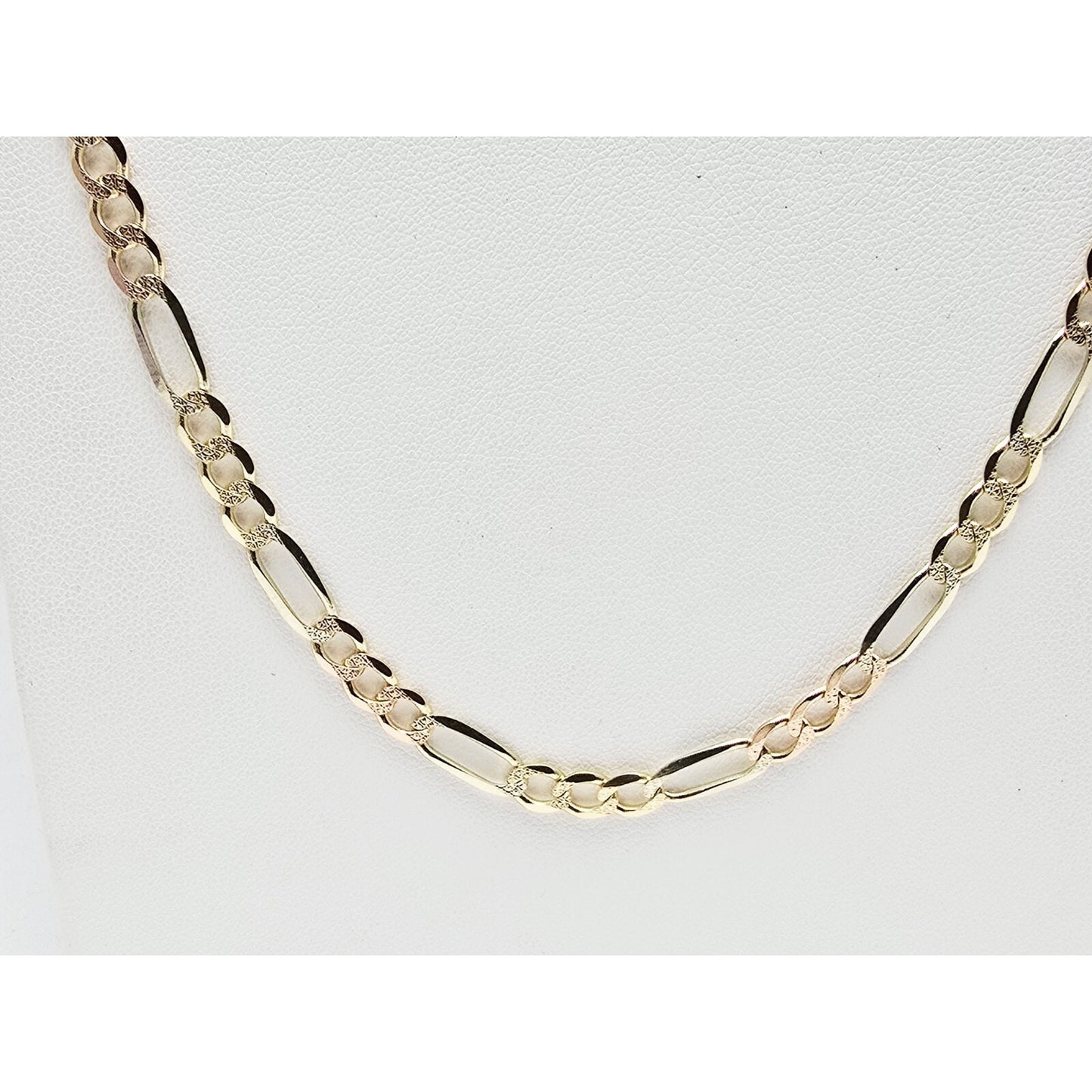 14K Yellow Gold Diamond Cut Figaro Link Chain Necklace