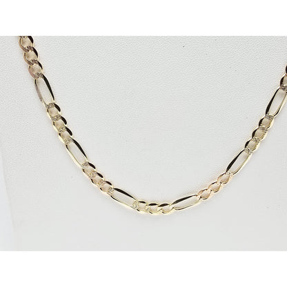 14K Yellow Gold Diamond Cut Figaro Link Chain Necklace