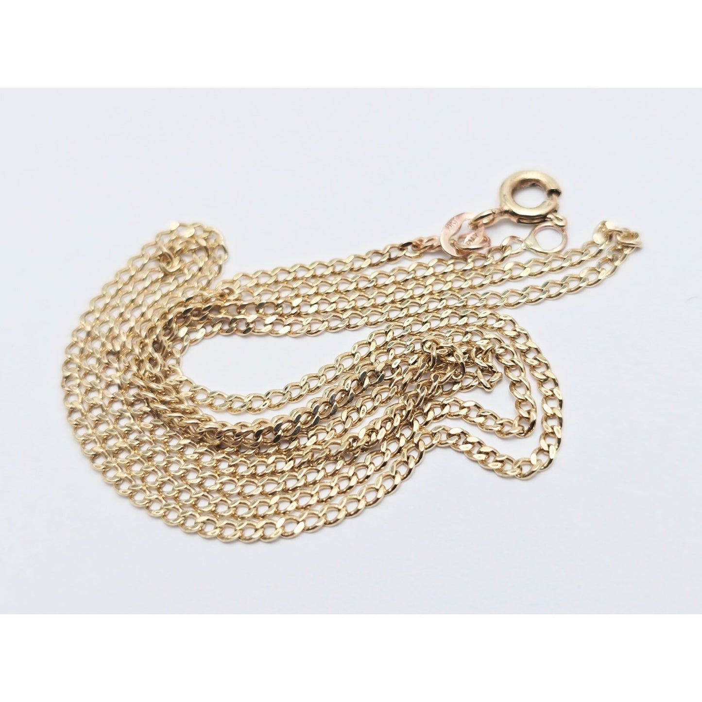 Thin 14K Yellow Gold Cuban Link Chain Necklace