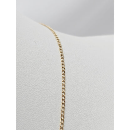 Thin 14K Yellow Gold Cuban Link Chain Necklace