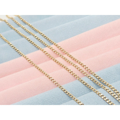 Thin 14K Yellow Gold Cuban Link Chain Necklace
