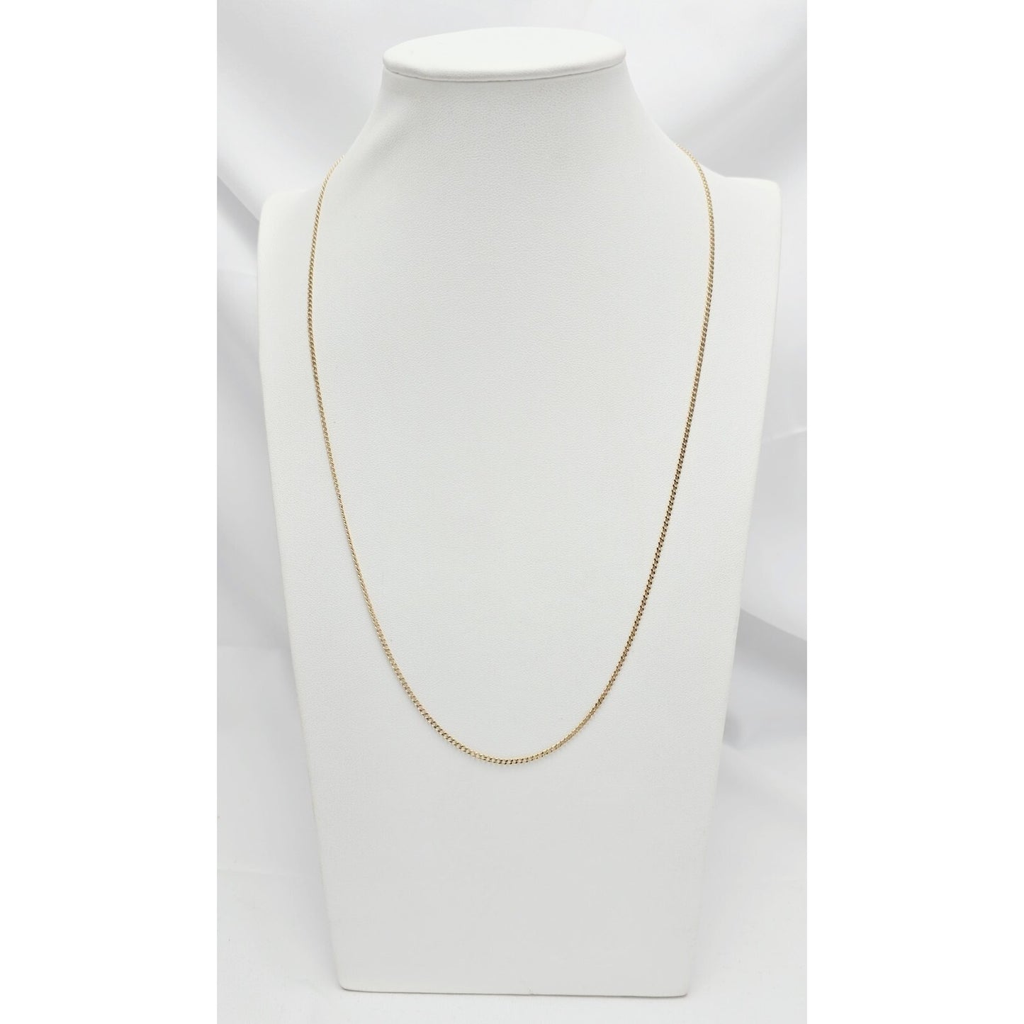Thin 14K Yellow Gold Cuban Link Chain Necklace