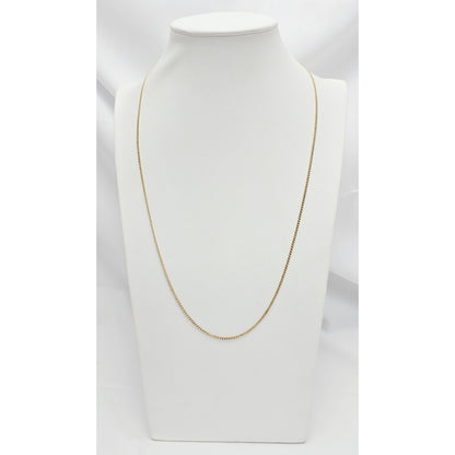 Thin 14K Yellow Gold Cuban Link Chain Necklace