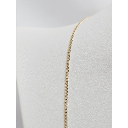 Thin 14K Yellow Gold Cuban Link Chain Necklace
