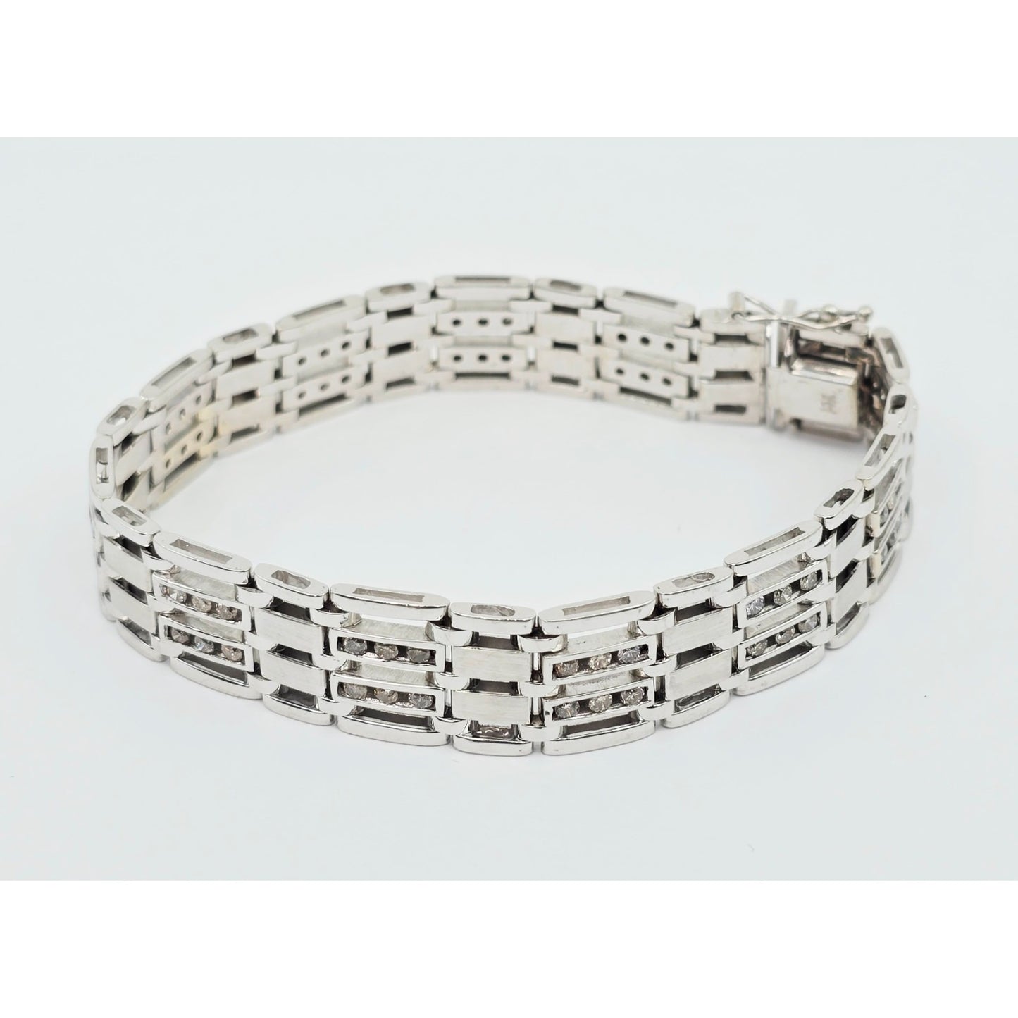 14K White Gold Diamond Custom Link Bracelet