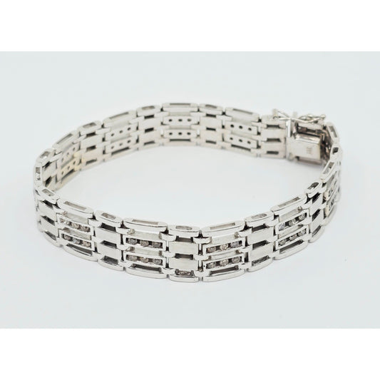 14K White Gold Diamond Custom Link Bracelet