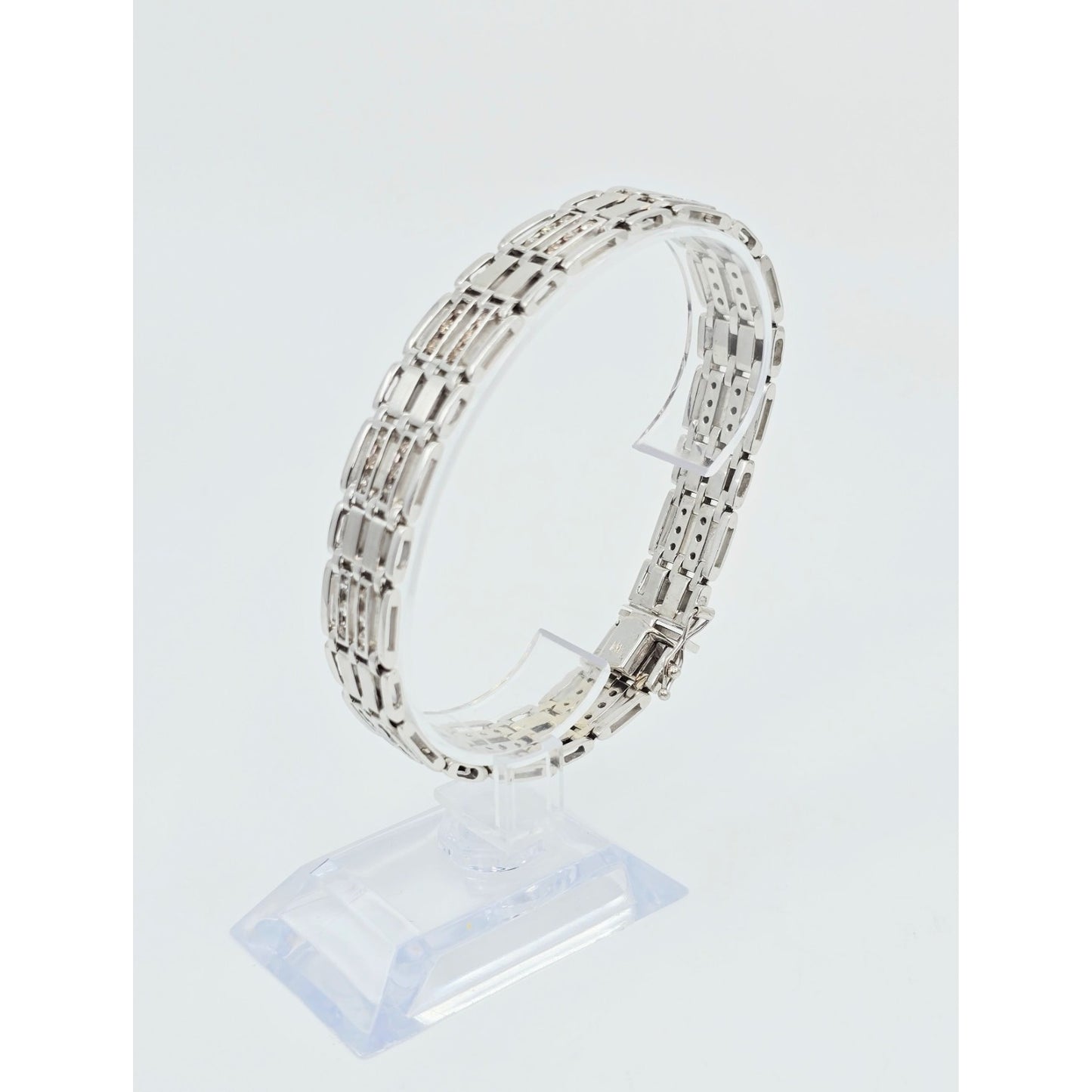 14K White Gold Diamond Custom Link Bracelet