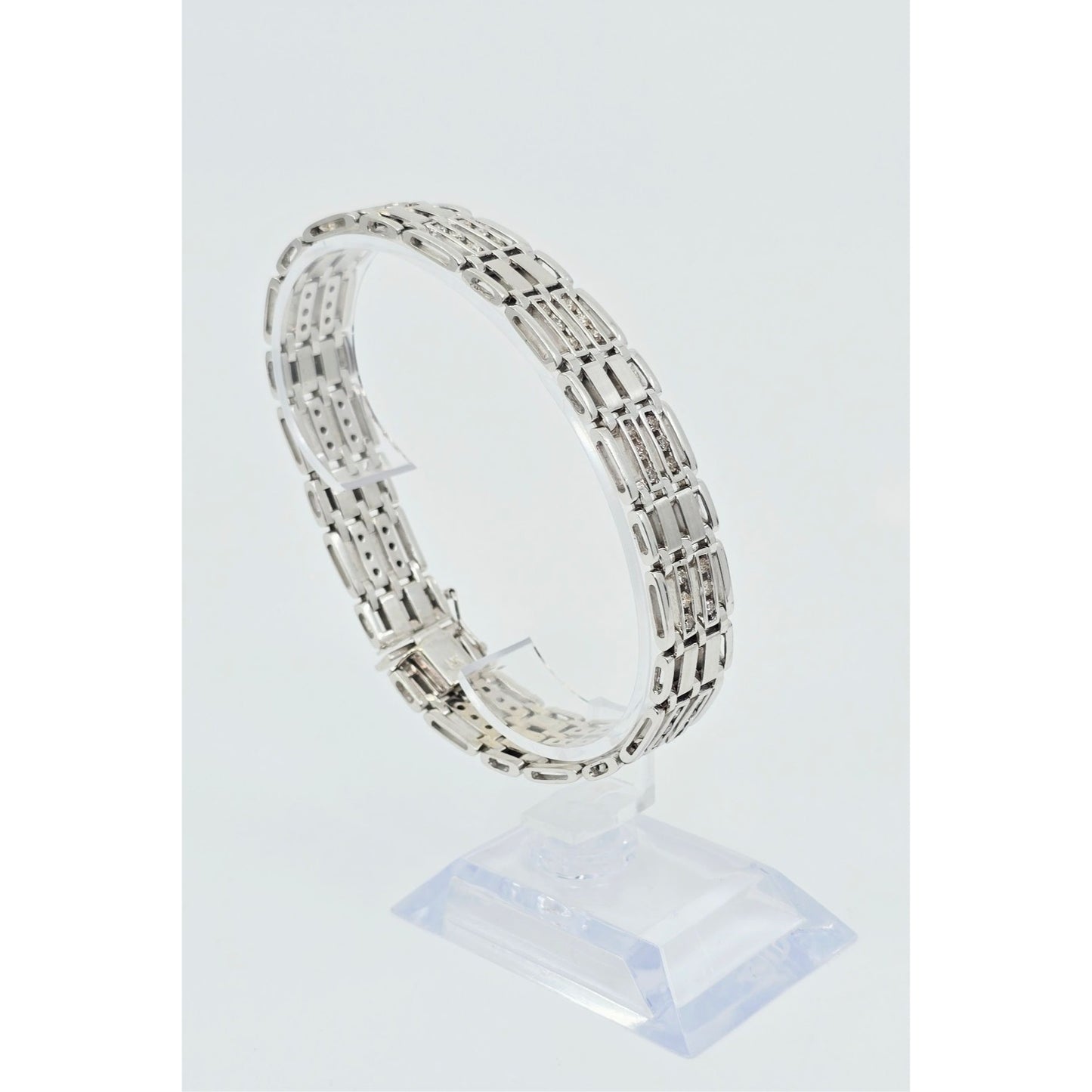 14K White Gold Diamond Custom Link Bracelet