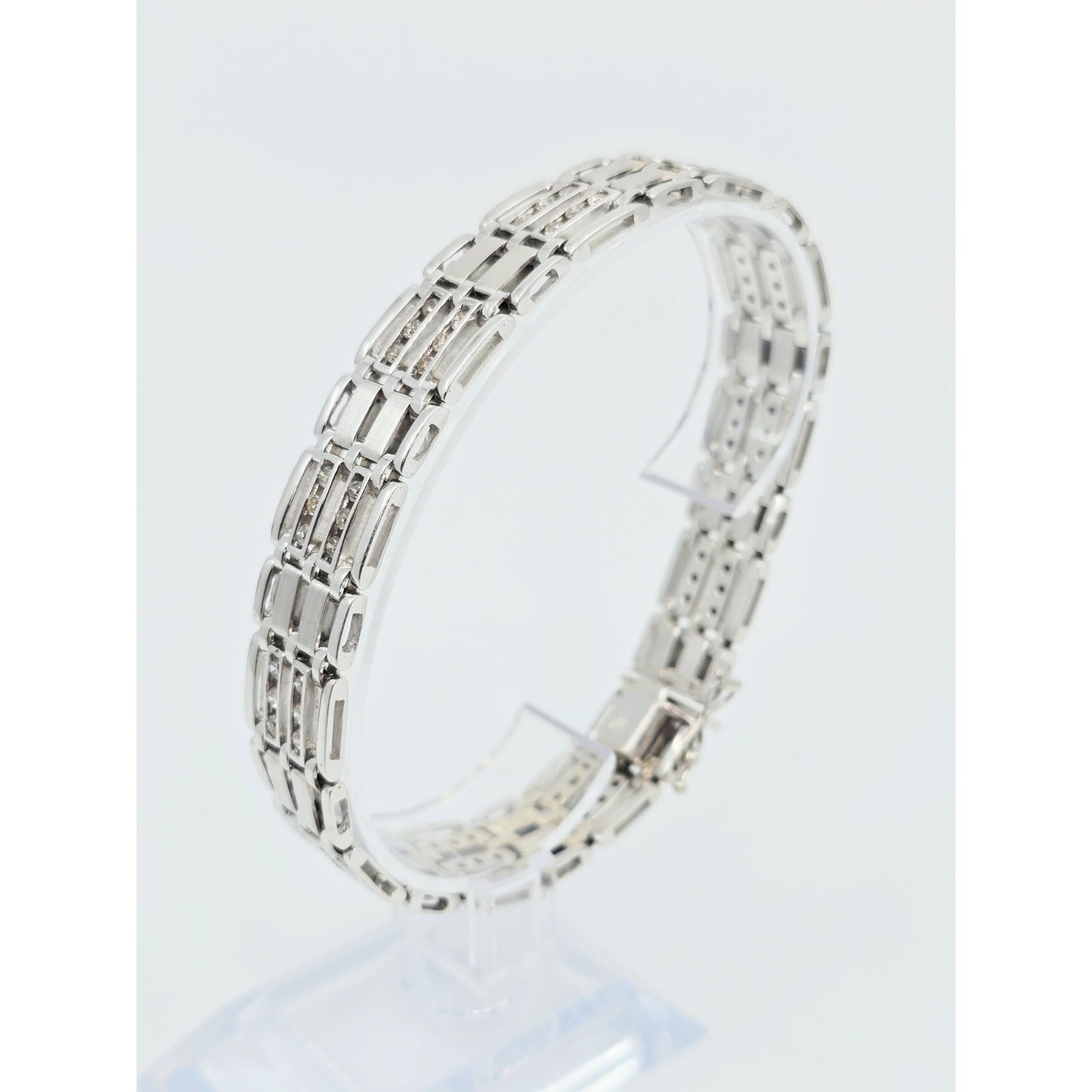 14K White Gold Diamond Custom Link Bracelet