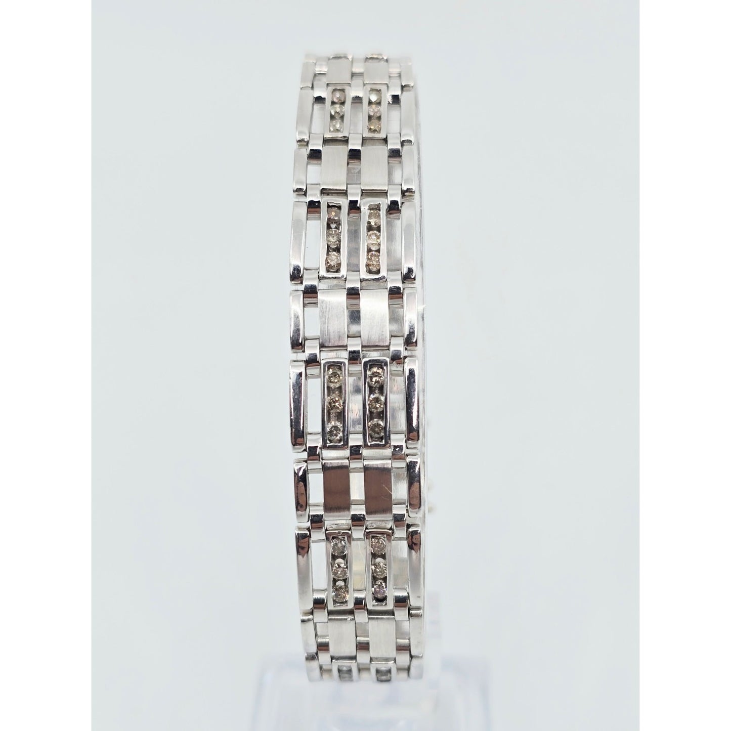 14K White Gold Diamond Custom Link Bracelet