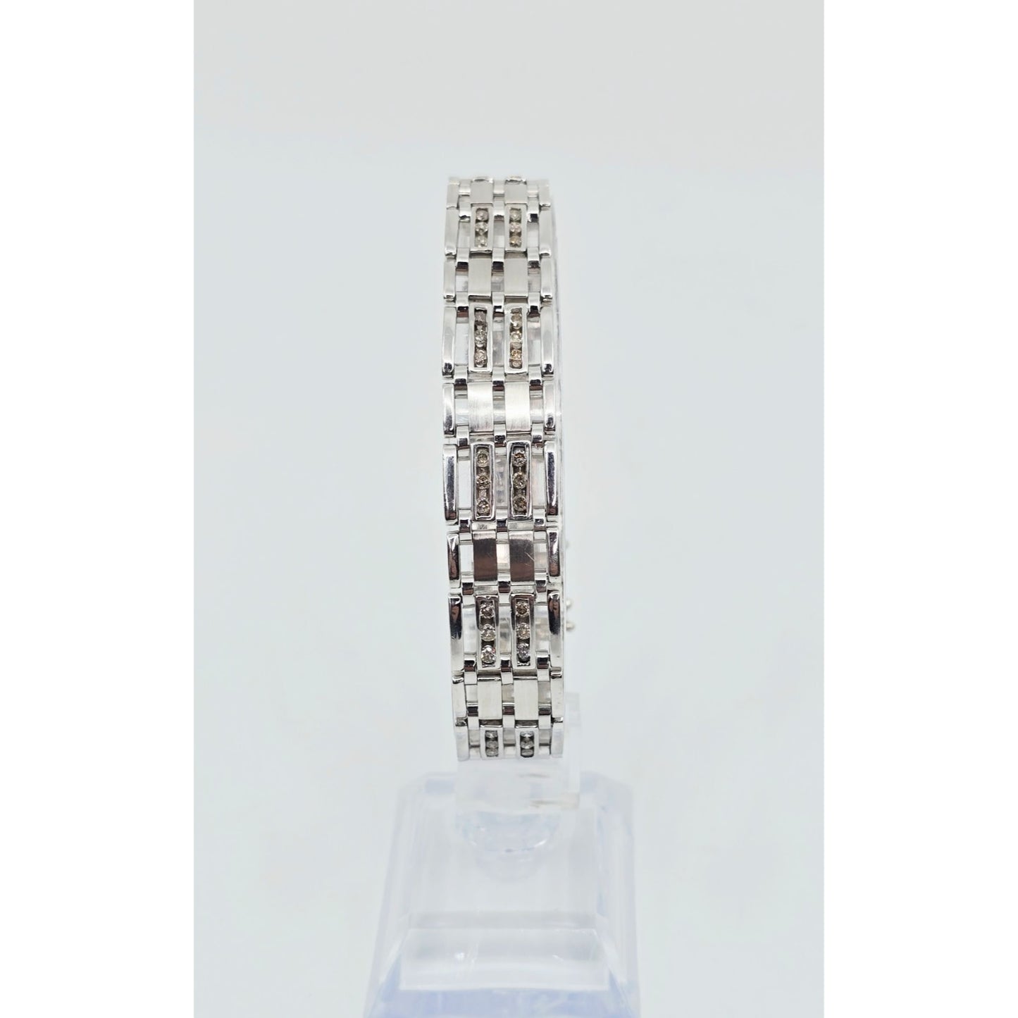 14K White Gold Diamond Custom Link Bracelet