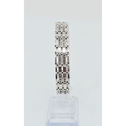 14K White Gold Diamond Custom Link Bracelet