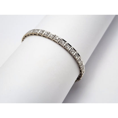 18K White Gold Diamond Tennis Link Bracelet