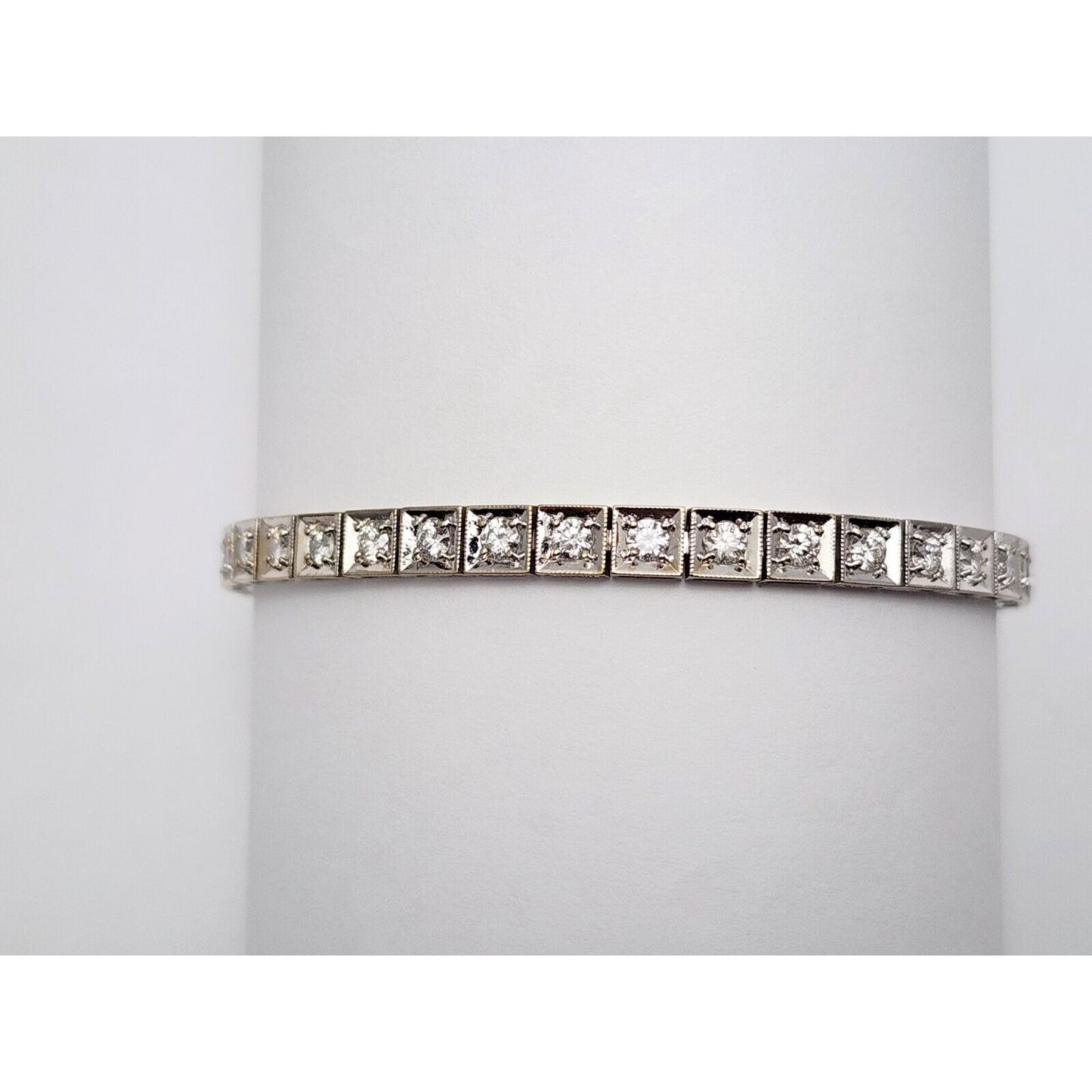 18K White Gold Diamond Tennis Link Bracelet