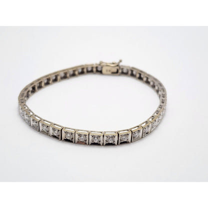 18K White Gold Diamond Tennis Link Bracelet