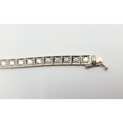 18K White Gold Diamond Tennis Link Bracelet