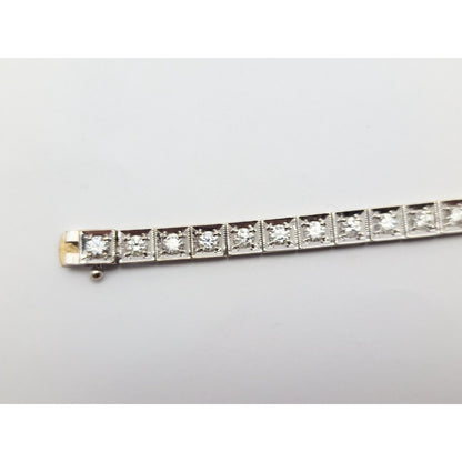 18K White Gold Diamond Tennis Link Bracelet