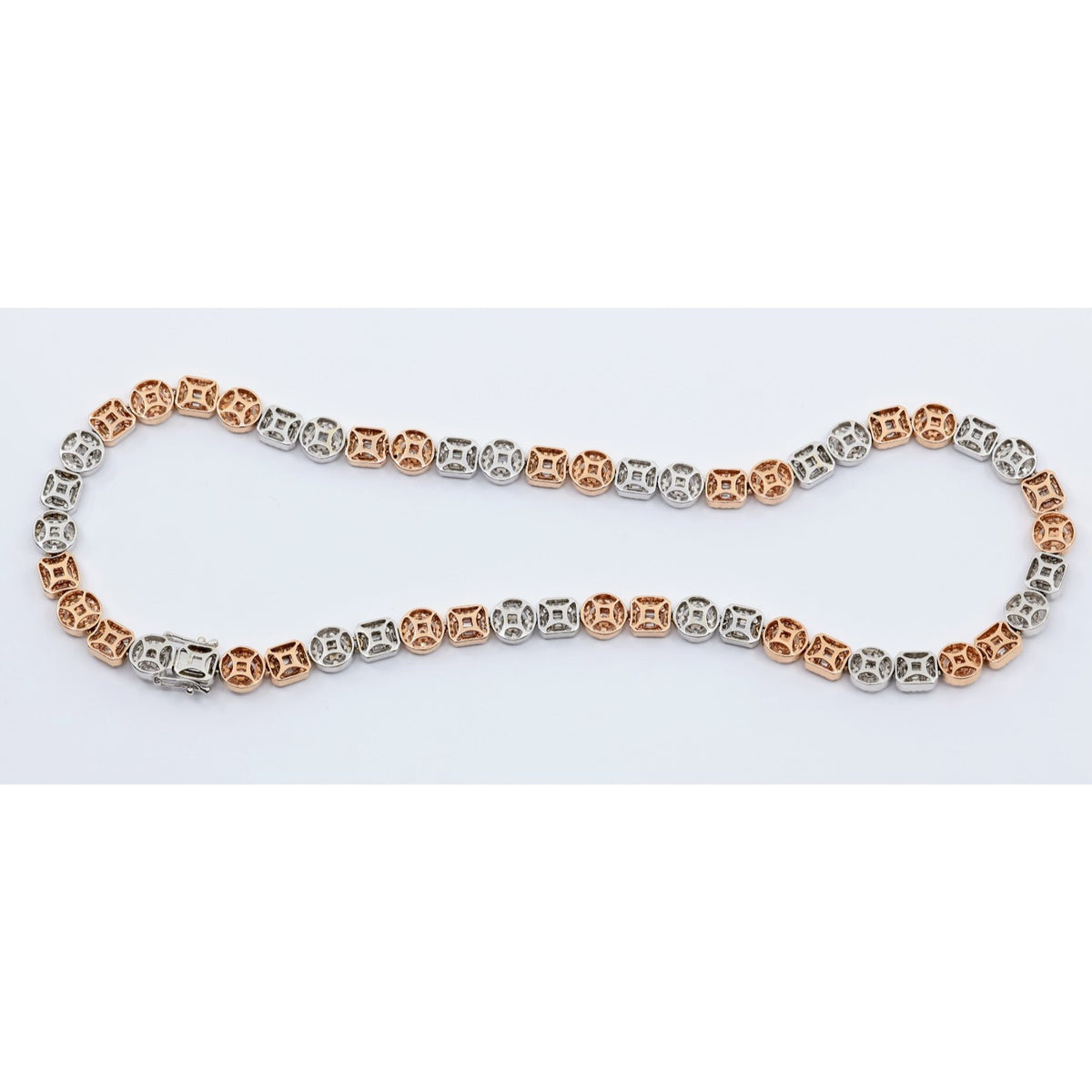 14K Two Tone Gold 7.60CTW Natural Diamond Round Baguette Necklace