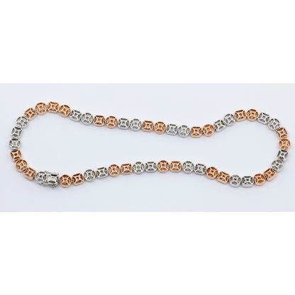 14K Two Tone Gold 7.60CTW Natural Diamond Round Baguette Necklace
