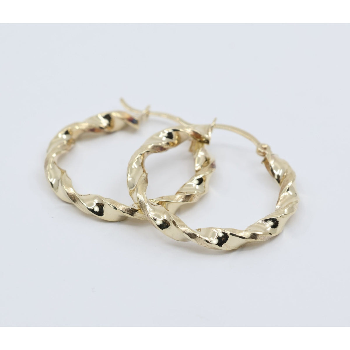Medium 10K Yellow Gold Hinged Round Spiral Hoop Earrings